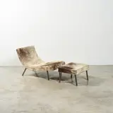 Christophe Pillet, Méridienne Video Lounge et son ottoman, A 'Video Lounge' lounger and its ottoman in metal, foam, wood and  pony leather designed by Christophe Pillet in 1998