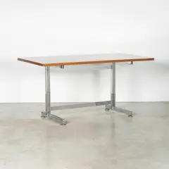 Jules Wabbes, Bureau, A desk in varnished black cherry, plywood and chrome-plated steel by Jules Wabbes circa 1960 an edited by Mobilier Universel