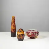D'Argental - Paul Nicolas, Suite de trois verreries, A set of three signed glass works in acid-etched multilayered glass by d'Argental - Paul Nicolas