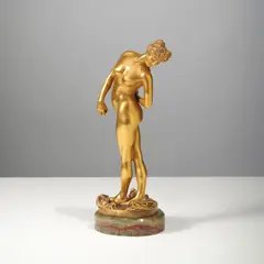 Jean-Léon Gérôme, Sculpture La joueuse de boules, Bronze patiné et onyx