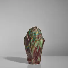 Ernest Bussière, Vase, for Keller et Guérin, glazed and gilded ceramic, inscribed 'KG Luneville Bussière 9'