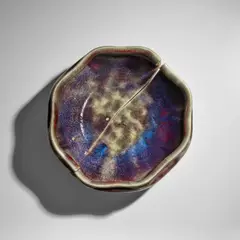 Ernest Chaplet, Charger with Firing Crack, glazed ceramic, iron, painted rosary mark