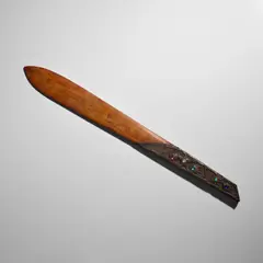 Alfred Daguet, Page Turner, mahogany, repousse copper, inset with polychrome glass cabochons
