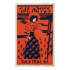 Wine, The Artist, c. 1900, Lithographic poster in colors on wove paper linen-backed
