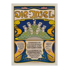 Emil Rudolf Weiss, Die-Insel, 1899, Lithographic poster in colors on wove paper linen-backed