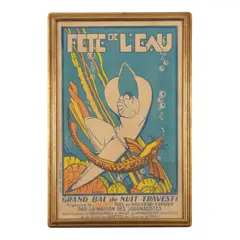 'Fete de L'Eau - Bal de Nuit Travesti' by Paul Furiet, circa 1923, Lithographic poster in colors on wove paper, produced by Vox Publicité, Paris, sold Oct 2025