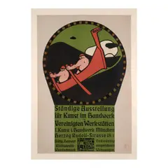Bruno Paul, Ständige Ausstellung für Kunst im Handwerk, 1904, Lithographic poster in colors on wove paper linen-backed