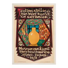 Otto van Tussenbroek, Tentoonstelling van Weefkunst en Ceramiek, 1920, Lithographic poster in colors on wove paper linen-backed