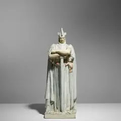 Edmond Lachenal and Jean Boucher, Figure of a Warrior, glazed earthenware, signed in gilding 'LACHENAL CERAMISTE', impressed 'JEAN-BOUCHER', impressed numeral '87'
