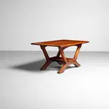 Herman Devries, Coffee Table, for Cushman Colonial Creation, carved maple, stamped '1103', two metal tags 'A GENUINE CUSHMAN COLONIAL CREATION NO