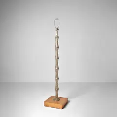 Marc Lalique, Floor Lamp, clear frosted glass, chrome-plated steel, birds eye maple veneer