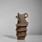 Japanese Modern, Vessel, raku terracotta, incised indistinct artist's mark