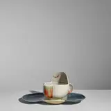Beate Kuhn, Cup and Saucer, glazed stoneware, both with impressed artist's monogram