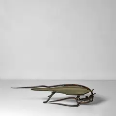Coffee Table by John Haley III, wrought iron, painted wood, ink mark to metal 'C 2006 HALEY', sold Oct 2025