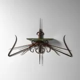 John Haley III, Large Wall Shelf, wrought iron, painted wood, metal stamped 'HALEY 06'