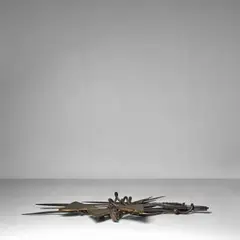 John Haley III, (Untitled) Wall Sculpture, wrought iron, painted wood, ink mark to metal 'C 2006 HALEY'