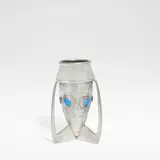 Archibald Knox, for Liberty & Co., circa 1902, Pewter, the bullet shaped body set with enamelled cabochons to the sides