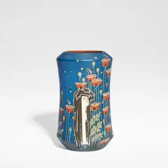 for Villeroy & Boch, Mettlach by Hans Christiansen, circa 1898, Stoneware, of waisted cylindrical form, sold Sep 2025