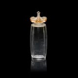 René Lalique, 'Styx' scent bottle, designed 1912 for Coty Paris, Clear glass, moulded and polished, the stopper with sepia staining on a swollen cylindrical body