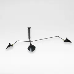 'Suspension à Trois Bras Pivotants', ceiling light, designed 1958, executed post-1964 by Serge Mouille, Lacquered aluminium and brass, sold Sep 2025