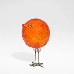 Alessandro Pianon, for Vistosi, circa 1962, Clear and orange glass, of spherical form, fused with crush glass and applied murine eyes, raised on copper wire supports