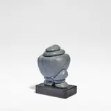 Jesper Neergaard, Abstract figure, from the 'Månemænd' series, 1985, Grey Bardiglio marble, carved and polished, on a polished stone base