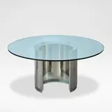 Ringo Starr and Robin Cruickshank, Circular table 1970s, Brushed steel, chromium-plated steel, glass