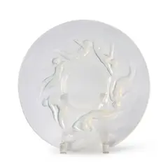 René Lalique, "ONDINES" PLATE, France, designed 1921, clear and opalescent glass, incised mark "R