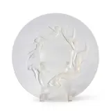 "ONDINES" PLATE by René Lalique, France, designed 1921, clear and opalescent glass, incised mark "R, sold Apr 2025