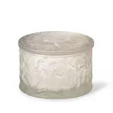 "FIGURINES ET VOILES" COVERED BOX by René Lalique, France, designed 1929, frosted glass, molded mark "R, sold Apr 2025