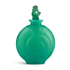 René Lalique, "AMPHITRITE" PERFUME, France, designed 1920, opalescent jade glass, molded mark "Lalique," incised "France," base and stopper numbered "116," ht