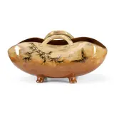 BASKET CENTERPIECE by Rookwood Pottery, 1885, glazed and parcel-gilt ceramic, sold Apr 2025