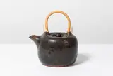 Pierre Culot, Théière, A teapot in glazed stoneware and bamboo by Pierre Culot circa 1980 with the artist's seal