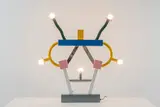 Ettore Sottsass, Lampe Ashoka, An 'Ashoka' lamp in chrome-plated metal and lacquered metal designed by Ettore Sottsass in 1981 and edited by Memphis, Milano