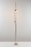 Tito Agnoli, Lampadaire 387, A '387' floor lamp in chrome-plated metal and travertino designed by Tito Agnoli in 1954 and edited by O'Luce