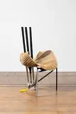 Paolo Deganello, Chaise Documenta, Osier, cuir, aluminium partiellement peint et plastique
