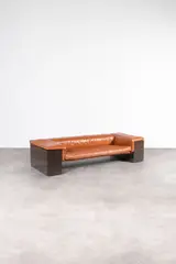 Canapé Brigadier by Cini Boeri, A 'Brigadier' sofa in lacquered wood and leather designed by Cini Boeri in 1977 and edited by Knoll International, sold Jan 2025