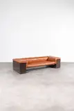 Cini Boeri, Canapé Brigadier, A 'Brigadier' sofa in lacquered wood and leather designed by Cini Boeri in 1977 and edited by Knoll International