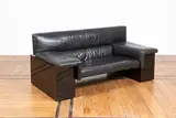 Cini Boeri, Canapé Brigadier, A 'Brigadier' sofa in lacquered wood and leather designed by Cini Boeri in 1977 and edited by Knoll International