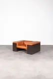 Cini Boeri, Fauteuil Brigadier, A 'Brigadier' armchair in lacquered wood and leather designed by Cini Boeri in 1977 and edited by Knoll International