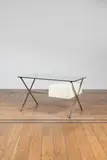 Franco Albini, Bureau 80, A '80' desk in chrome-plated metal, plywood and glass designed by Franco Albini in 1928 and edited by Knoll International