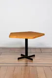 Charlotte Perriand, Table pentagonale, A pentagonal table in fir and lacquered metal designed by Charlotte Perriand for Les Lauzières, Arc 1800 in 1976