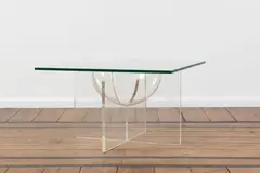 Table basse Aquarophile by Yonel Lebovici, An 'Aquarophile' coffee table in glass and methacrylate designed by Yonel Lebovici in 1965 and edited by Rouve, offered Jan 2025