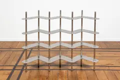 Wendy Andreu, Bibliothèque Small Screen Shelf, A 'Small Screen Shelf' bookcase in stainless steel designed by Wendy Andreu in 2022