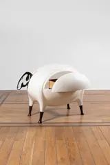 Hubert Le Gall, Rare commode 1,2,3 mouton, A rare limited edition '1,2,3 mouton' chest of drawers in varnished wood, lacquered resin and sheepskin by Hubert Le Gall in 2000