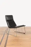 Jasper Morrison, Fauteuil Low Pad, A 'Low Pad' armchair in leather and brushed steel designed by Jasper Morrison in 1999 and edited by Cappellini