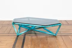 Table basse de la série Particles by Studio Minale Maeda, A 'Particles' low table in copper, electroformed joint and tinted glass by Studio Minale Maeda in 2017, offered Jan 2025