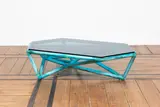 Studio Minale Maeda, Table basse de la série Particles, A 'Particles' low table in copper, electroformed joint and tinted glass by Studio Minale Maeda in 2017