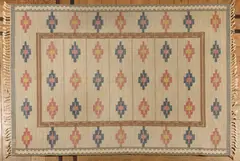 Anna Greta Sjöqvist, Tapis, A monogrammed handcraft wool rug by Anna Greta Sjöqvist circa 1950