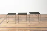 Suite de trois tables gigognes PK71 by Poul Kjaerholm, A set of three 'PK71' nesting tables in steel and acrylic designed by Poul Kjaerholm in 1957 and edited by E, offered Jan 2025